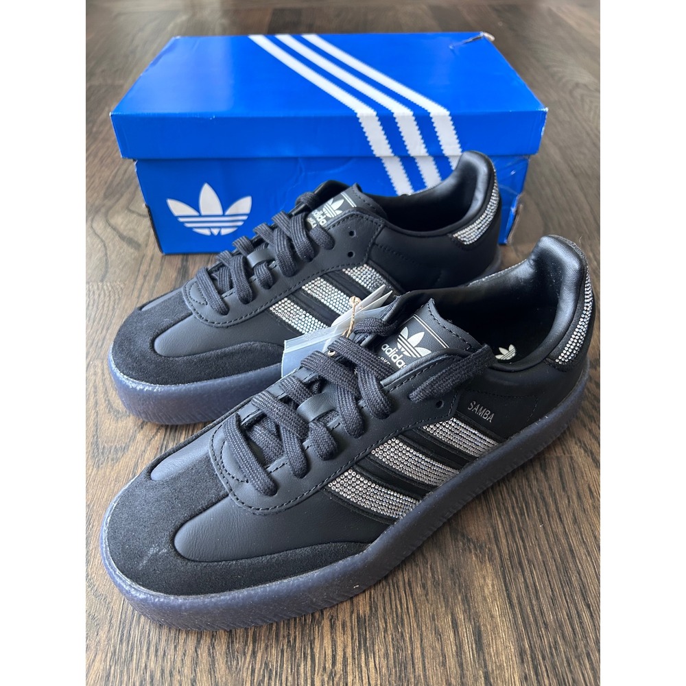 Adidas Sambae W Black Rhinestone Platform Sneakers Womens 6.5 IH4045 Brand New